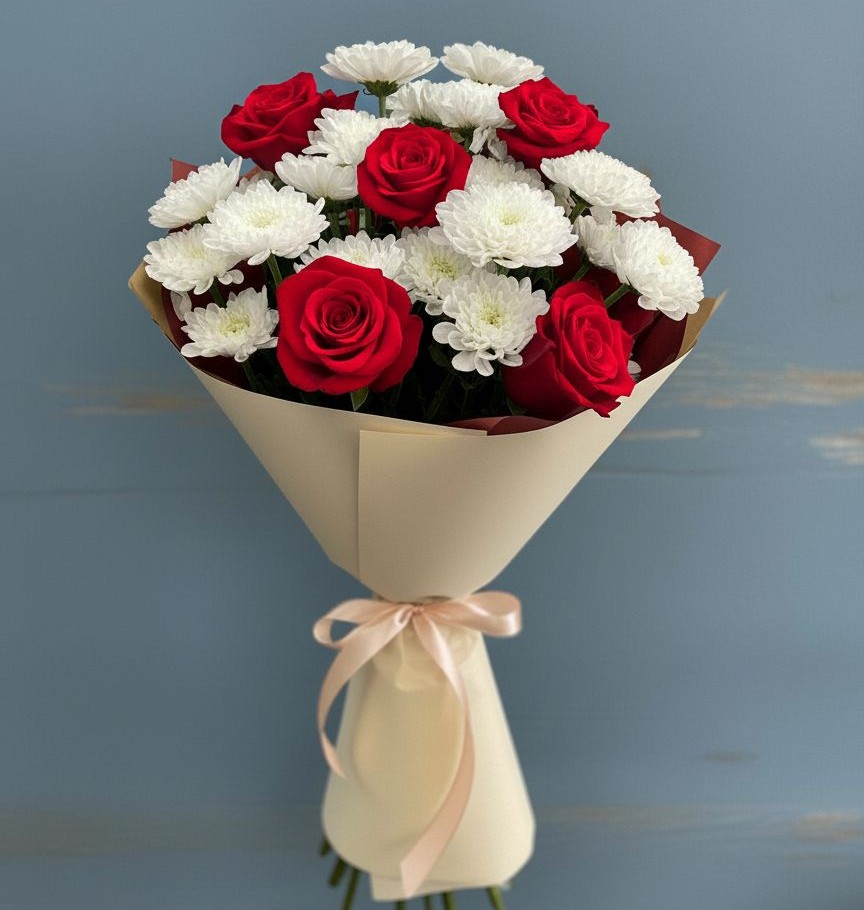 Букет цветов из: Розы и Хризантемы в Дубровке Брянской области