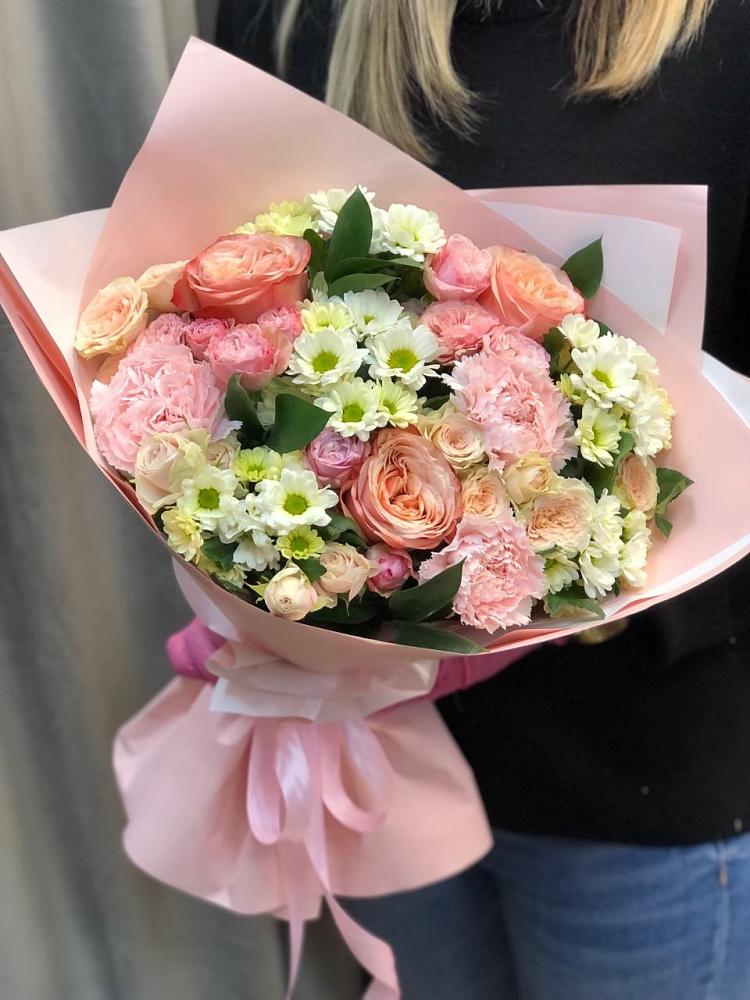 Букет цветов из: Гвоздики, Розы и Хризантемы в Дубровке Брянской области