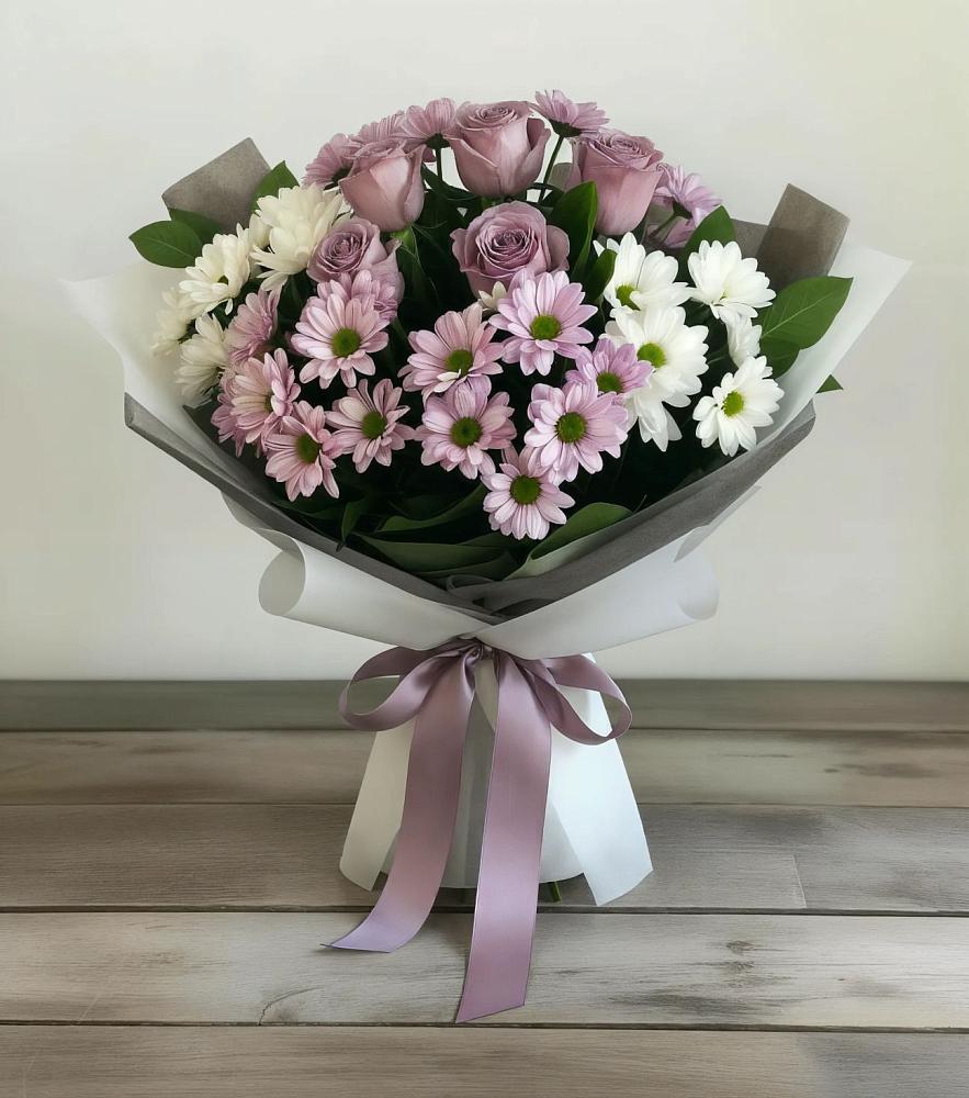 Букет цветов из: Хризантемы и Розы в Дубровке Брянской области