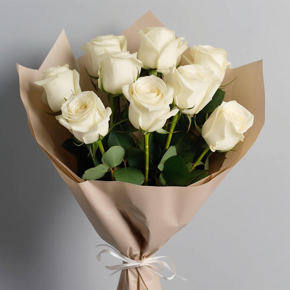 Букет 9 Белых роз Эдлесс Лав в Дубровке Брянской области