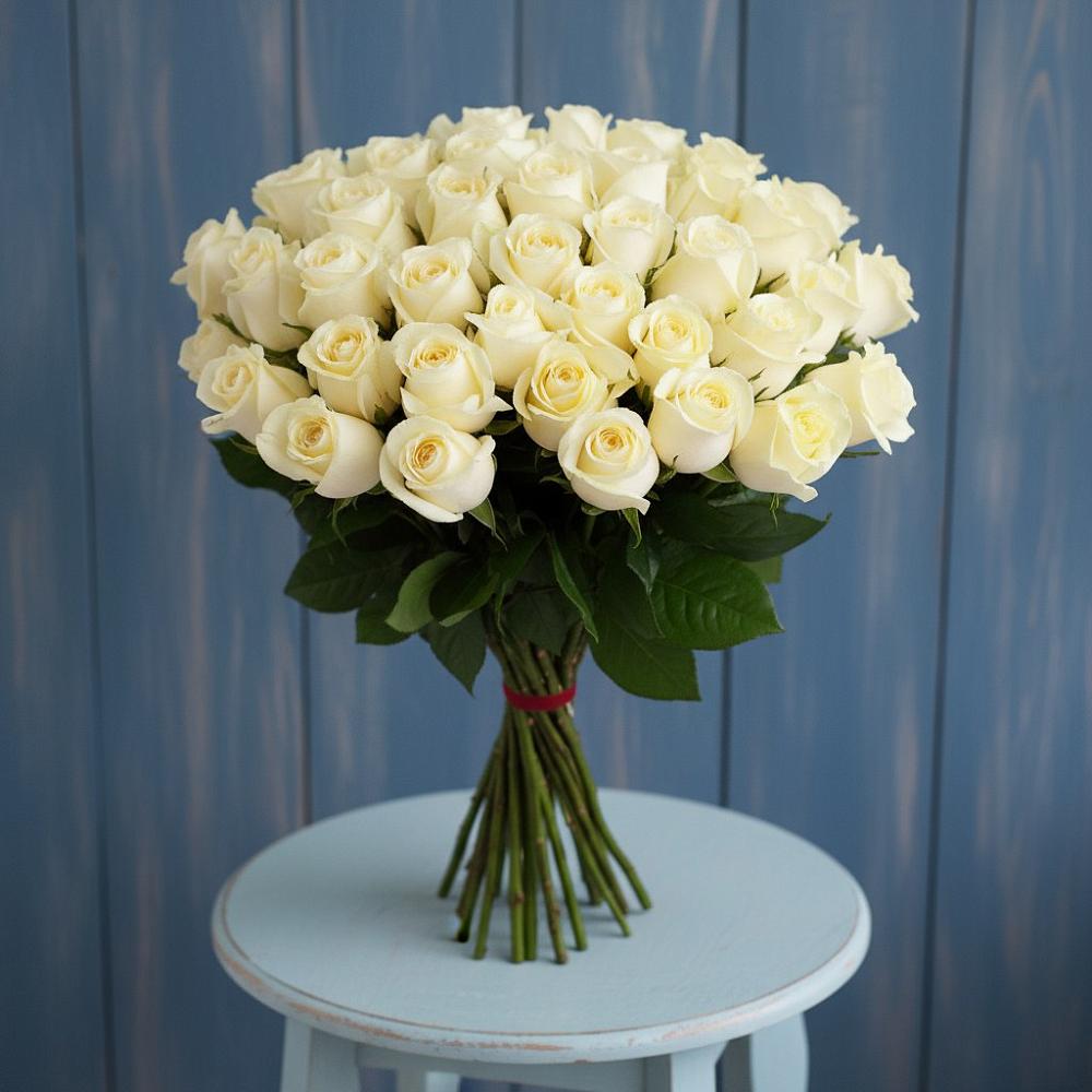 Букет 51 Белая роза Эдлесс Лав в Дубровке Брянской области