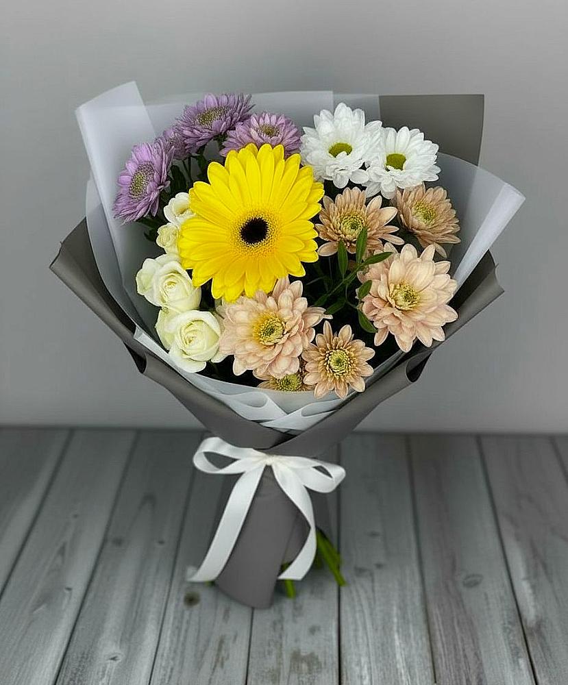 Букет цветов из: Розы, Герберы и Хризантемы в Дубровке Брянской области