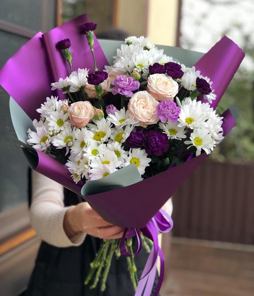 Букет цветов из: Хризантемы, Гвоздики и Розы в Дубровке Брянской области