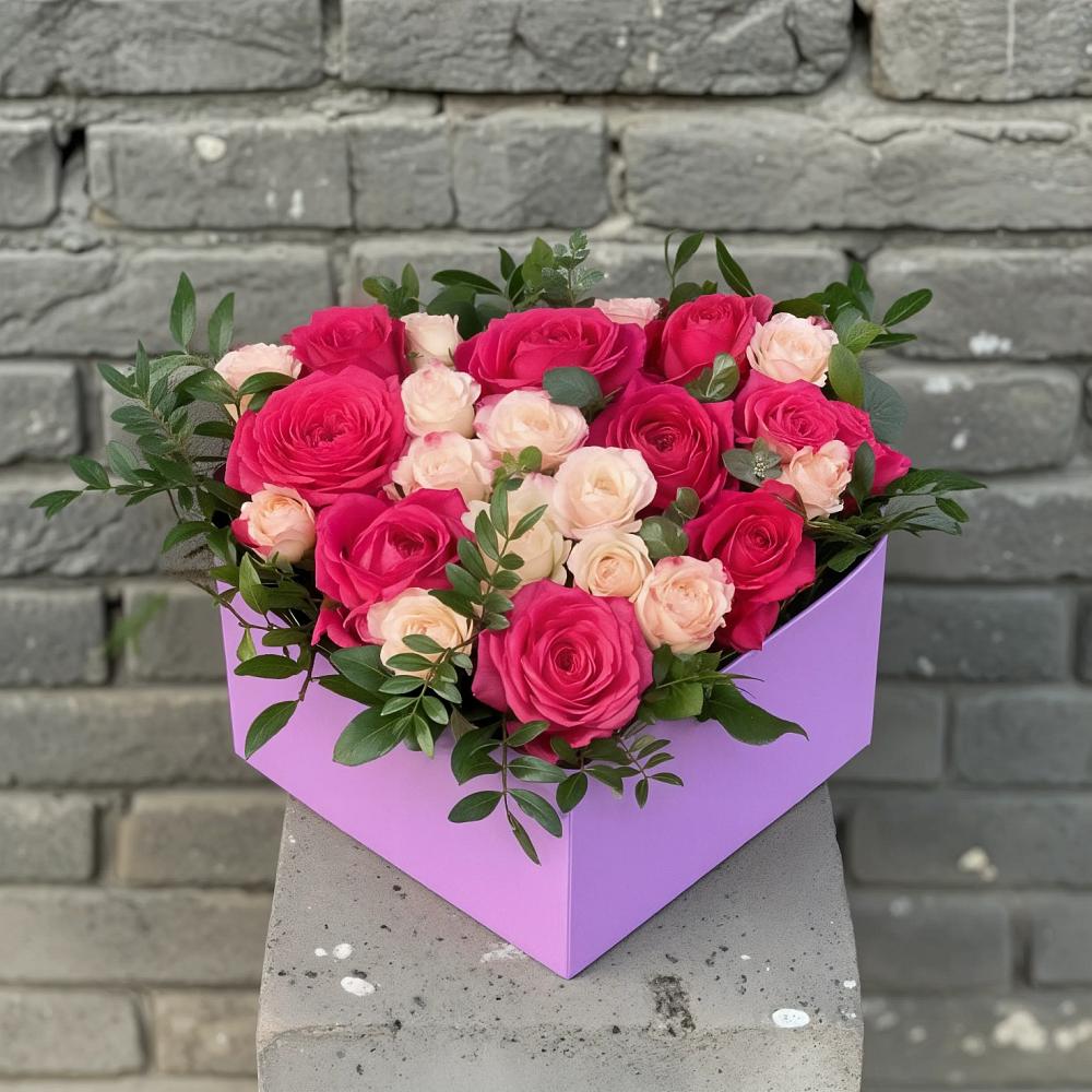 Цветочная композиция из Розы в коробке в Дубровке Брянской области