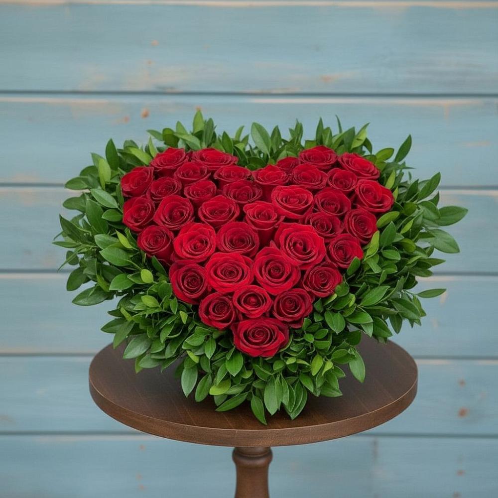 Цветочная композиция из Розы в виде сердца в Дубровке Брянской области