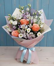Букет цветов из:  Лизиантусы, Розы, Альстромерии и Гипсофила #REPLACE_PRED# Дубровке Брянской области