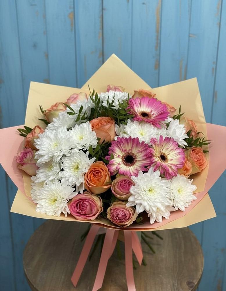 Букет цветов из: Розы, Герберы и Хризантемы в Дубровке Брянской области
