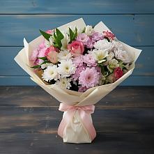 Букет цветов из:  Хризантемы, Альстромерии и Розы #REPLACE_PRED# Дубровке Брянской области