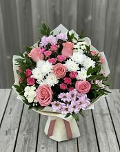 Букет цветов из:  Альстромерии, Гвоздики, Розы и Хризантемы #REPLACE_PRED# Дубровке Брянской области