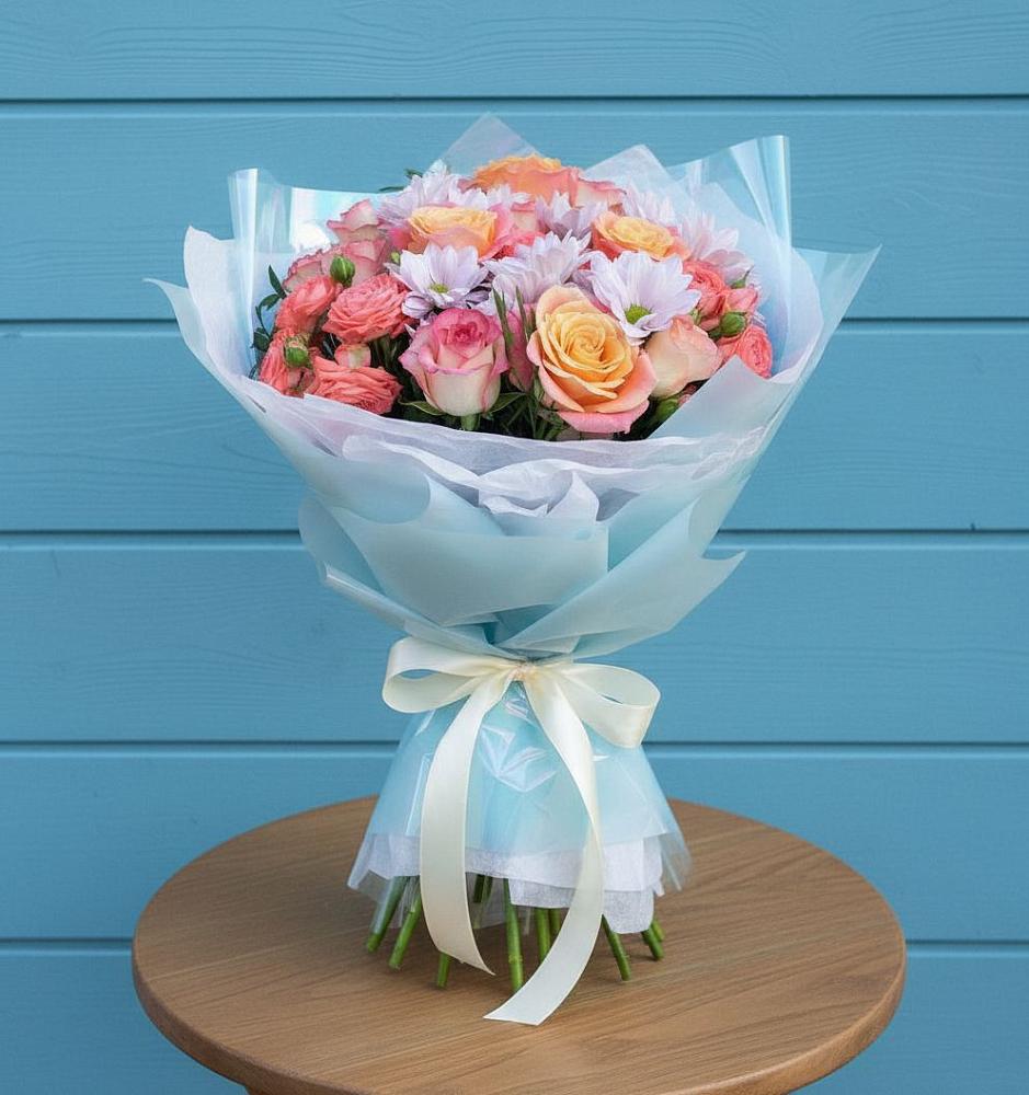 Букет цветов из: Хризантемы и Розы в Дубровке Брянской области