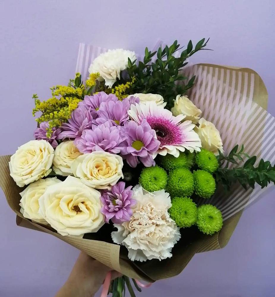 Букет цветов из: Хризантемы, Розы, Гвоздики и Герберы в Дубровке Брянской области