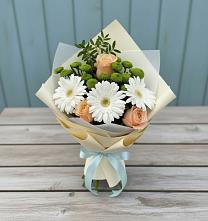 Букет цветов из:  Герберы, Розы и Хризантемы в Дубровке Брянской области