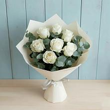 Букет Белые розы в Эвкалипте в Дубровке Брянской области