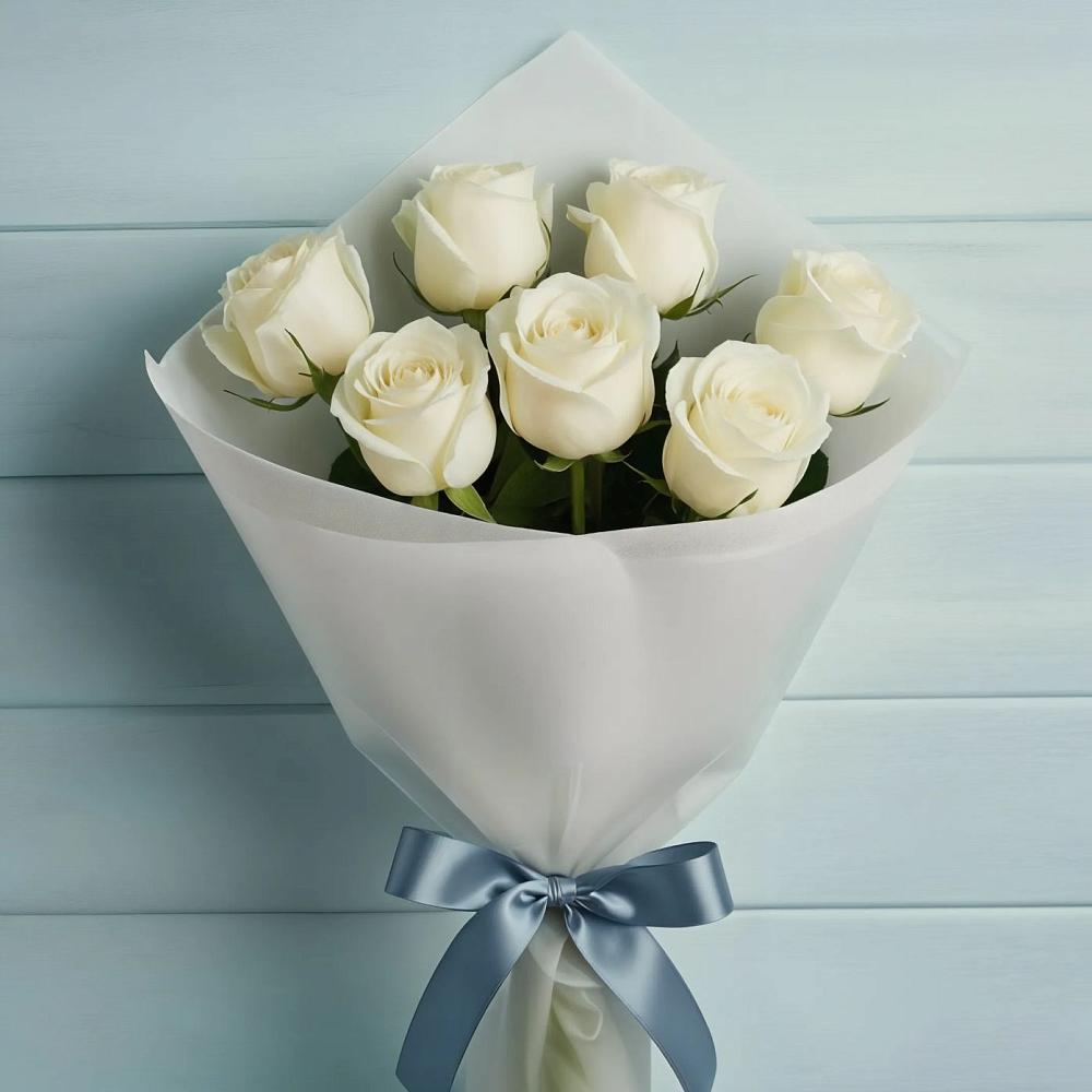 Букет 7 Белых роз Эдлесс Лав в Дубровке Брянской области