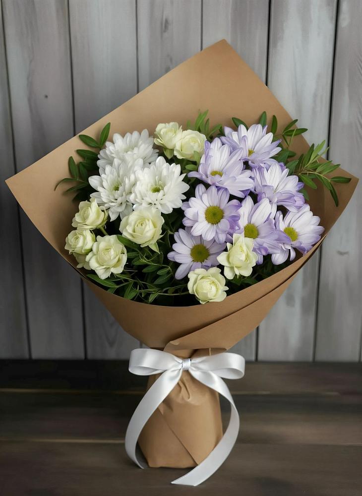 Букет цветов из: Хризантемы и Розы в Дубровке Брянской области